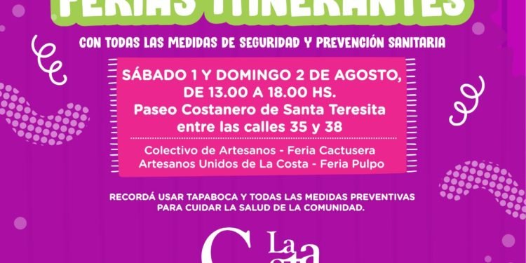 LA COSTA: La vuelta de las Ferias Itinerantes será este fin de semana en el Paseo Costanero de Santa Teresita