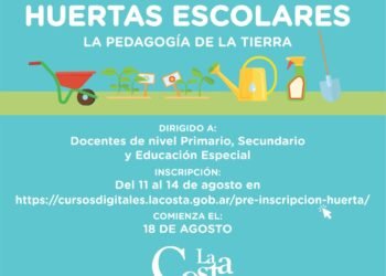 LA COSTA: Abrió la inscripción online al taller de Huertas Escolares para docentes de nivel Primario, Secundario y Educación Especial