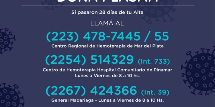 PINAMAR: COVID 19: CONOCÉ CÓMO SER PARTE DE LA DONACIÓN DE PLASMA