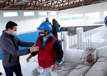PARTIDO DE LA COSTA: Cristian recorrió en Mar del Tuyú los avances del nuevo Natatorio y Centro Deportivo del Partido de La Costa