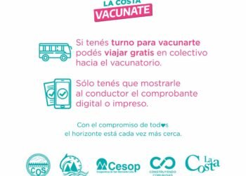PARTIDO DE LA COSTA: Cristian anunció que quienes tengan turno de vacunación contra el Covid-19 podrán trasladarse gratis con el transporte público de pasajeros