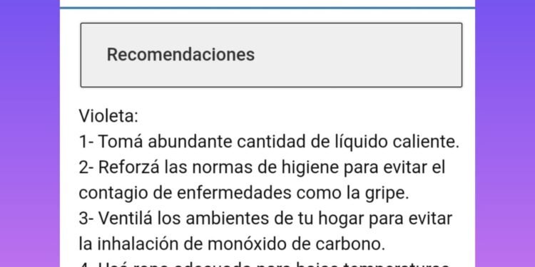 ATENCIÓN ACTUALIZACION ADVERTENCIA NIVEL VIOLETA POR BAJAS TEMPERATURAS
