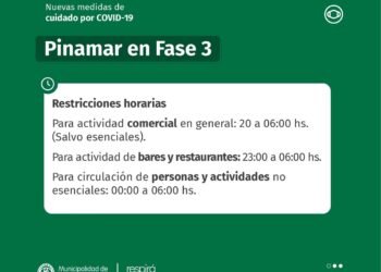 PARTIDO DE PINAMAR: DESDE EL JUEVES PASADO, EN FASE 3