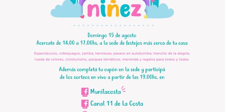 PARTIDO DE LA COSTA: Este domingo se celebrará el Día de la Niñez en el Partido de La Costa con más de 25 puntos de festejos al aire libre