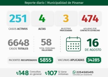 PARTIDO DE PINAMAR: INFORME COVID-19 A NIVEL LOCAL – con datos recibidos al 16 de agosto 2021.