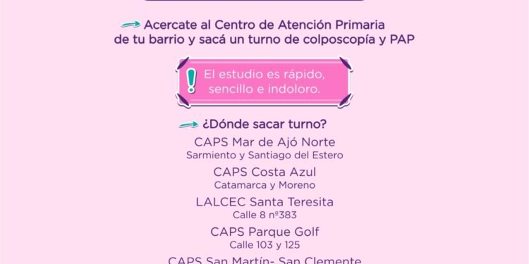 PARTIDO DE LA COSTA: El Partido de La Costa lleva adelante una campaña de prevención del cáncer de cuello de útero