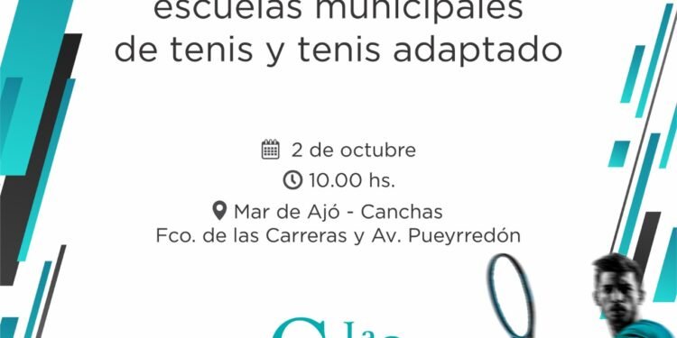 PARTIDO DE LA COSTA: Este sábado se realizará un encuentro participativo con alumnas y alumnos de las Escuelas Municipales de Tenis