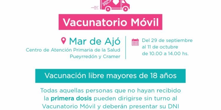 PARTIDO DE LA COSTA: El Vacunatorio Móvil Municipal continúa aplicando primera dosis sin turnos para mayores de 18 años
