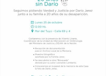 PARTIDO DE LA COSTA: Se realizará un acto para recordar al vecino de Santa Teresita, Darío Jerez, a 20 años de su desaparición
