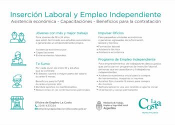 PARTIDO DE LA COSTA: Inserción laboral: la Municipalidad impulsa programas para capacitarse, emprender y promover el empleo joven