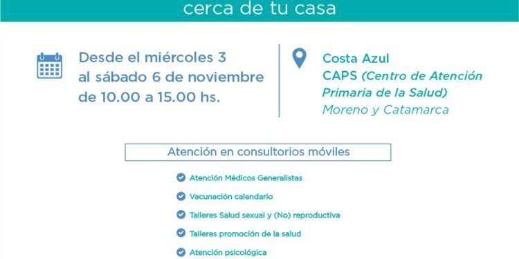 PARTIDO DE LA COSTA: El programa Integrar Salud llegará este miércoles al Centro de Atención Primaria de la Salud de Costa Azul
