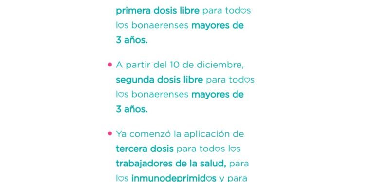 PARTIDO DE LA COSTA: Plan de Vacunación contra el Covid-19: desde este miércoles se suma primera dosis libre para todos los mayores de 3 años