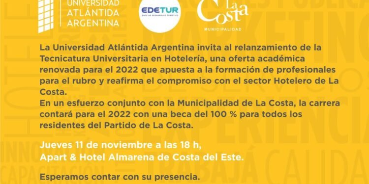 PARTIDO DE LA COSTA: Relanzan la Tecnicatura Universitaria en Hotelería con una beca del 100% para todos los costeros y costeras