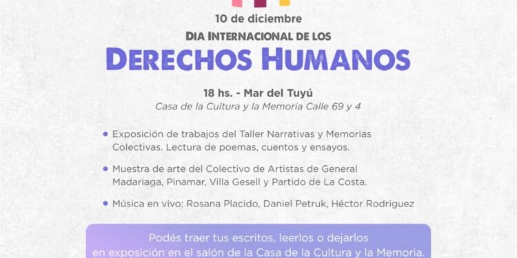 PARTIDO DE LA COSTA: Habrá actividades para conmemorar el Día Internacional de los Derechos Humanos y los 38 años de la vuelta de la Democracia a la Argentina