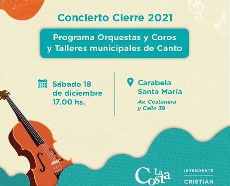 PARTIDO DE LA COSTA: Concierto de cierre de año para la Orquesta de la dirección General de Cultura y Educación de la Provincia y el Coro Municipal