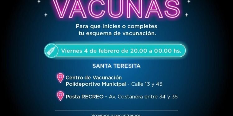 LA COSTA: Este viernes llega al Partido de La Costa “La Noche de las Vacunas”