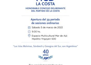LA COSTA: Este sábado se realizará la apertura del 39º período de sesiones ordinarias del Honorable Concejo Deliberante
