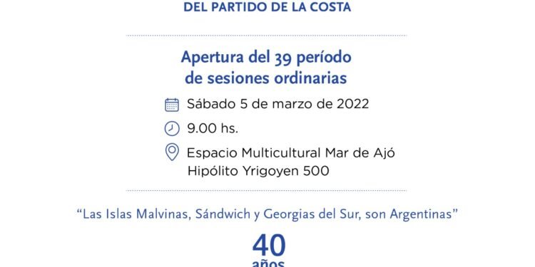 LA COSTA: Este sábado se realizará la apertura del 39º período de sesiones ordinarias del Honorable Concejo Deliberante
