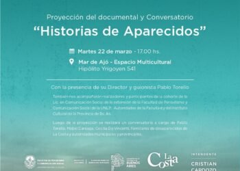 LA COSTA: Semana de la Memoria: este martes se proyectará el documental “Historias de Aparecidos” con un conversatorio en el Espacio Multicultural de Mar de Ajó