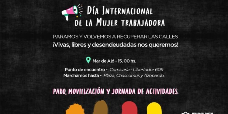 LA COSTA: 8M en el Partido de La Costa: paro, movilización y jornada de actividades en Mar de Ajó