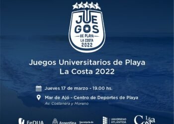 LA COSTA: Este jueves se presentan los Juegos Universitarios de Playa La Costa 2022 en Mar de Ajó