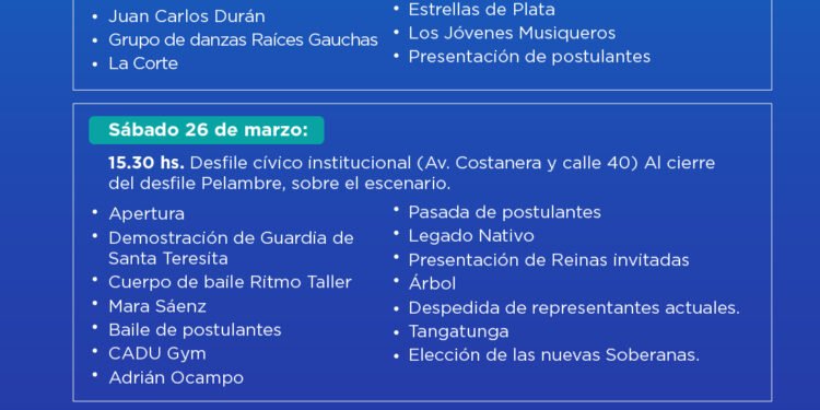 LA COSTA: Viernes, sábado y domingo de celebración con la 36ª edición de la Fiesta Nacional Aniversario de Santa Teresita