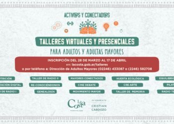 LA COSTA: Está abierta la inscripción a los talleres virtuales y presenciales para adultos y adultas mayores