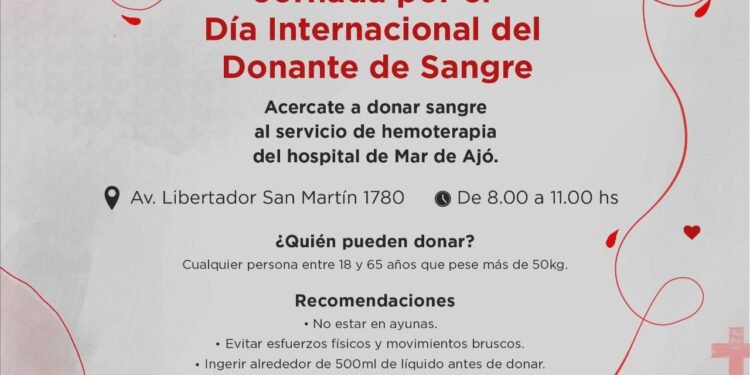 LA COSTA: Día Mundial del Donante de Sangre: habrá jornadas especiales de donación en La Costa