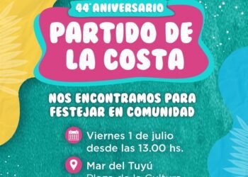 El Partido de La Costa celebrará su 44º aniversario con una gran fiesta popular en Mar del Tuyú con la actuación especial de Agapornis