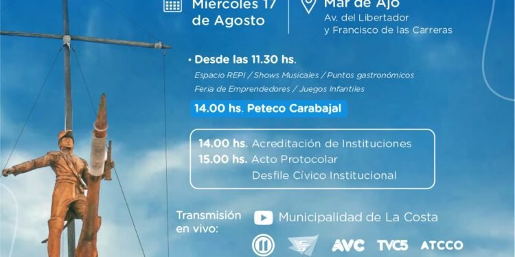 LA COSTA: Este miércoles el Partido de La Costa conmemora el paso a la inmortalidad de José de San Martín