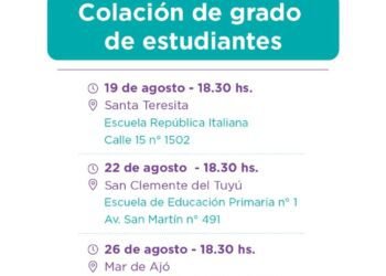 LA COSTA: Costeros y costeras que finalizaron el Plan FinEs tendrán su acto de colación en Santa Teresita, San Clemente y Mar de Ajó