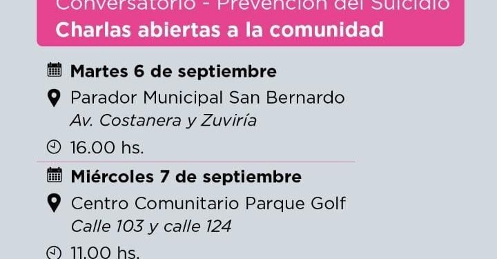 LA COSTA: Se brindarán talleres de salud mental abiertos a la comunidad para la prevención del suicidio