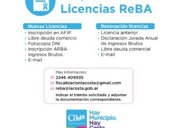 LA COSTA: Información sobre inscripción o renovación de la Licencia para la Comercialización de Bebidas Alcohólicas (ReBA)