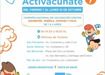 Fin de semana largo: se vacunará contra Sarampión, Rubéola, Paperas y Poliomielitis también en las Oficinas de Turismo