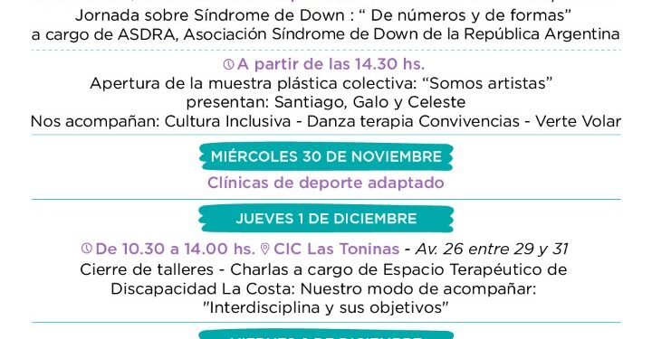 LA COSTA: Con varias actividades se llevará a cabo la Semana por la Visibilización de las Personas con Discapacidad