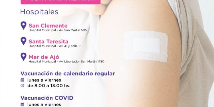 LA COSTA: Días y horarios de vacunación contra el Covid-19 en los tres Hospitales Municipales de La Costa