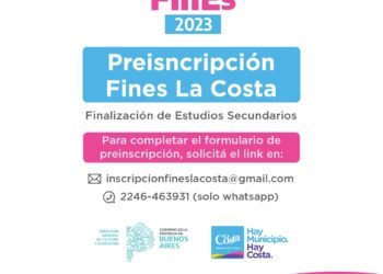 Continúa abierta la preinscripción al ciclo lectivo 2023 del Plan FinEs en La Costa