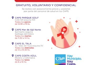 Campaña gratuita, voluntaria y confidencial de Testeos HIV y Sífilis en los CAPS de La Costa