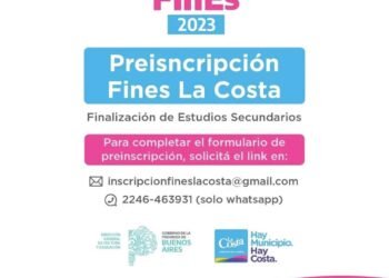 Continúa la preinscripción online al ciclo lectivo 2023 del Plan FiNes en La Costa