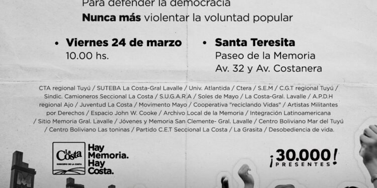 Acto central en Santa Teresita del 24 de Marzo por el “Mes de la Memoria por la Verdad y la Justicia”