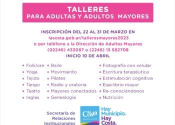 Están abiertas las inscripciones a los Talleres para Adultas y Adultos Mayores