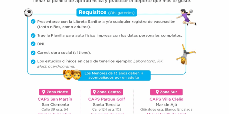 Se realizarán controles de salud para quienes necesiten completar planillas de apto físico médico