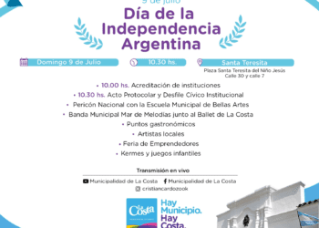 Con acto protocolar, desfile de instituciones y espectáculos artísticos este domingo se celebra el 9 de Julio en Santa Teresita