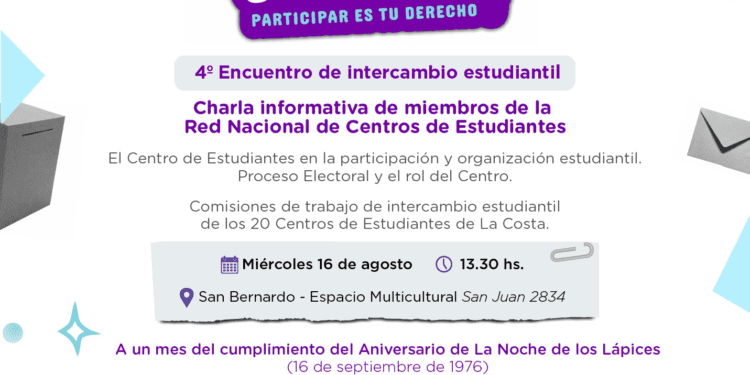 Estudiantes al Centro: se hará el 4° Encuentro de Intercambio Estudiantil en San Bernardo