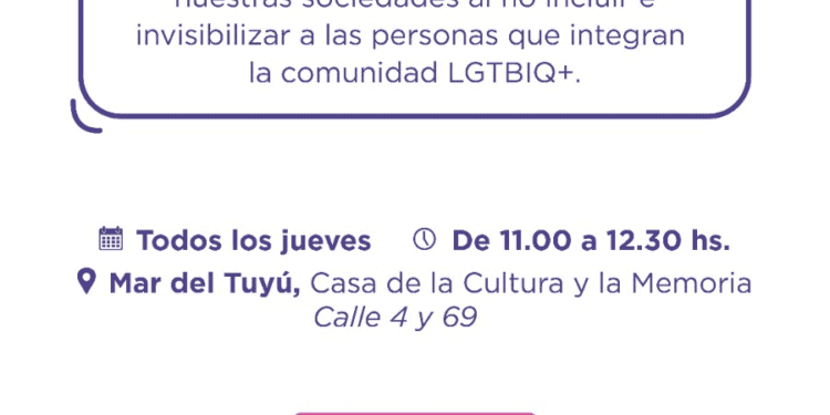 Espacio de reflexión y asesoramiento sobre género y diversidad sexual en Mar del Tuyú