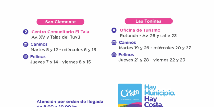 Las castraciones gratuitas para perros y gatos continúan en septiembre en San Clemente y Las Toninas