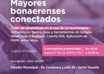 Abuelas y abuelos costeros pueden anotarse en el taller de “Mayores Bonaerenses Conectados/as”