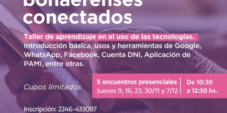 Abuelas y abuelos costeros pueden anotarse en el taller de “Mayores Bonaerenses Conectados/as”