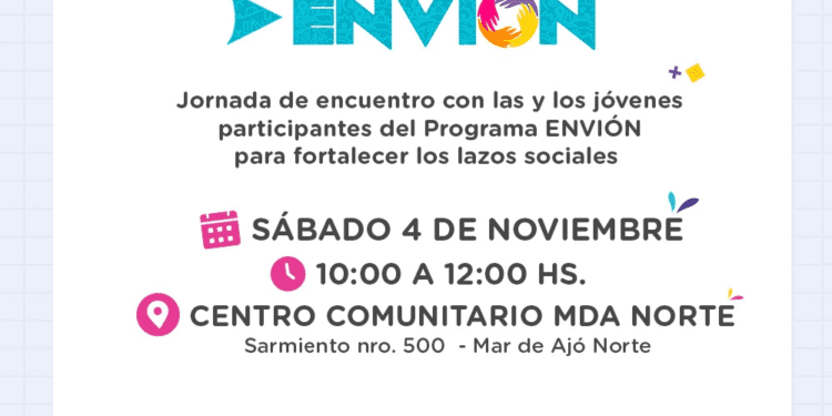 Jóvenes costeros participarán de un encuentro del Programa Envión en Mar de Ajó norte