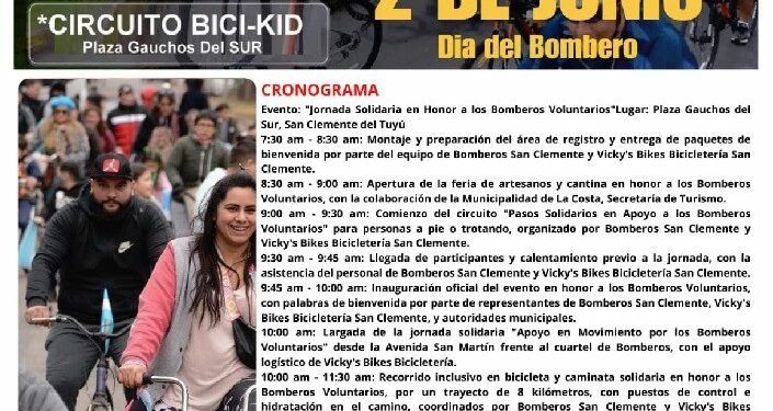 Se realizará una bicicleteada solidaria por el Día del Bombero Voluntario